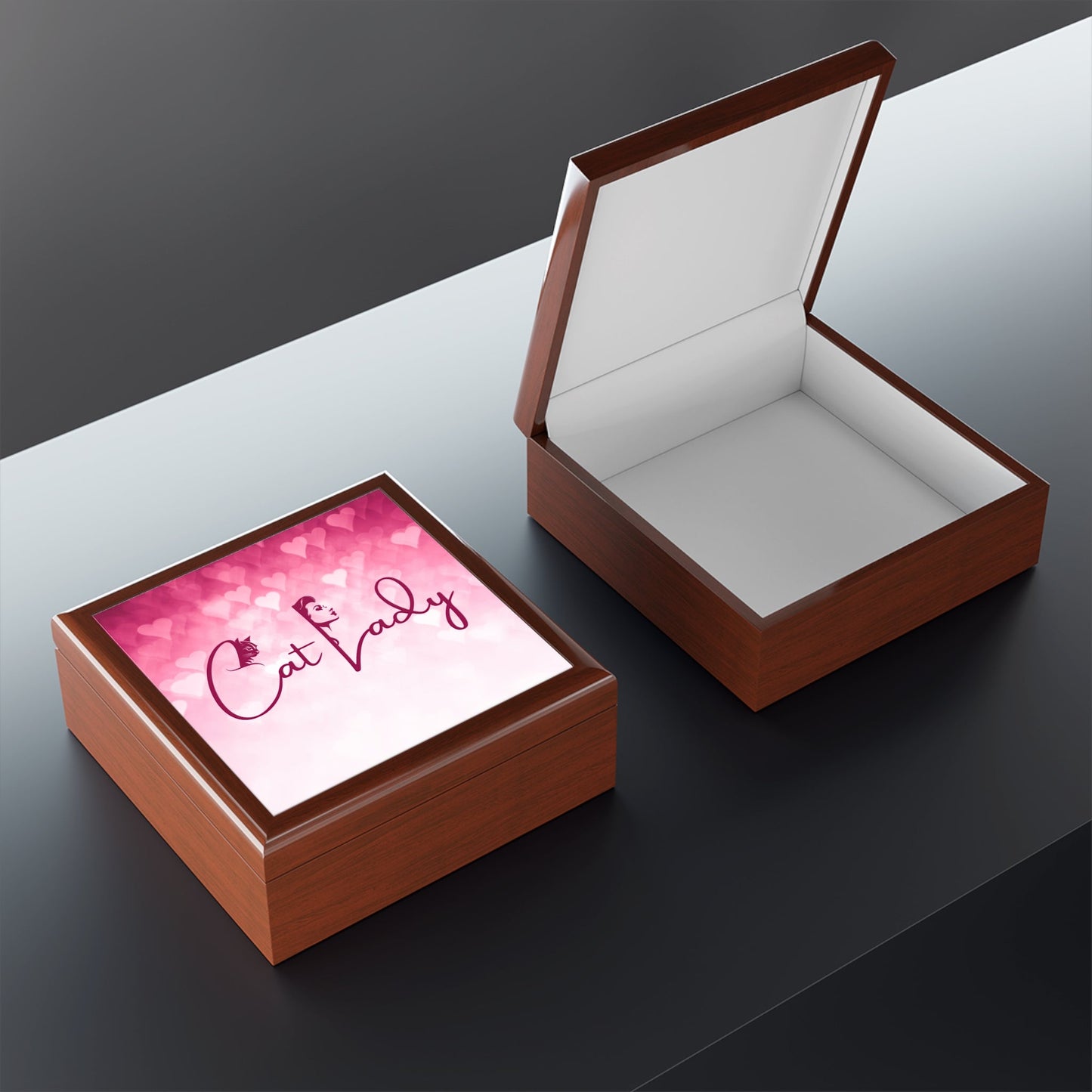 Caja de Joyería Corazones de Gato - Un Regalo Encantador para Amantes de los Gatos