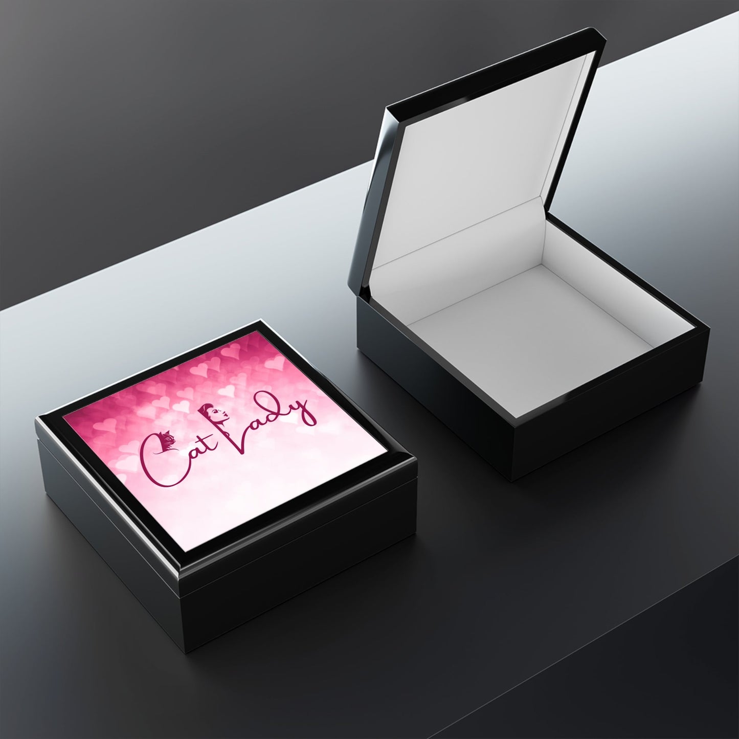 Caja de Joyería Corazones de Gato - Un Regalo Encantador para Amantes de los Gatos