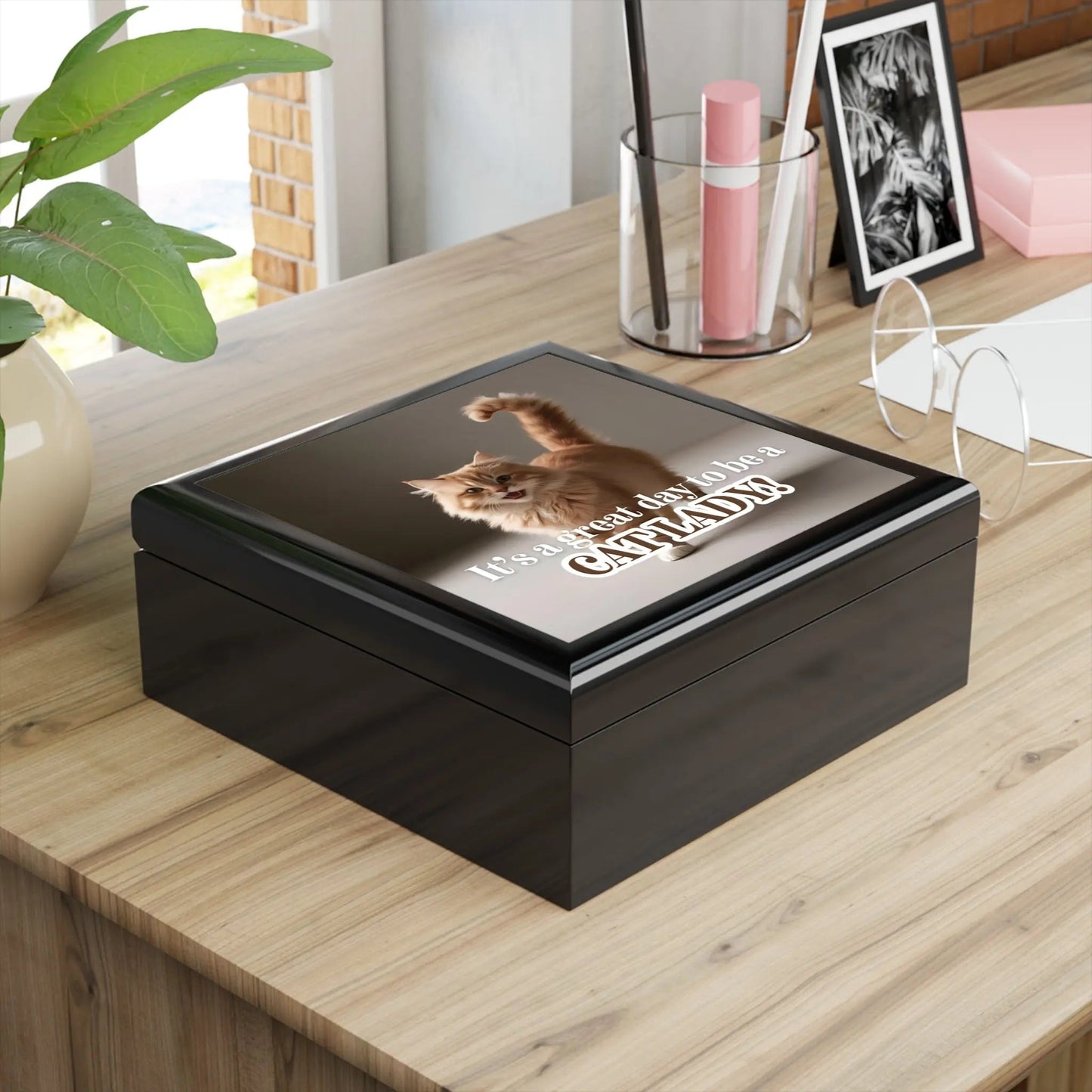 Boîte à Bijoux Cat Lady – Organisateur Élégant pour Amateurs de Chats