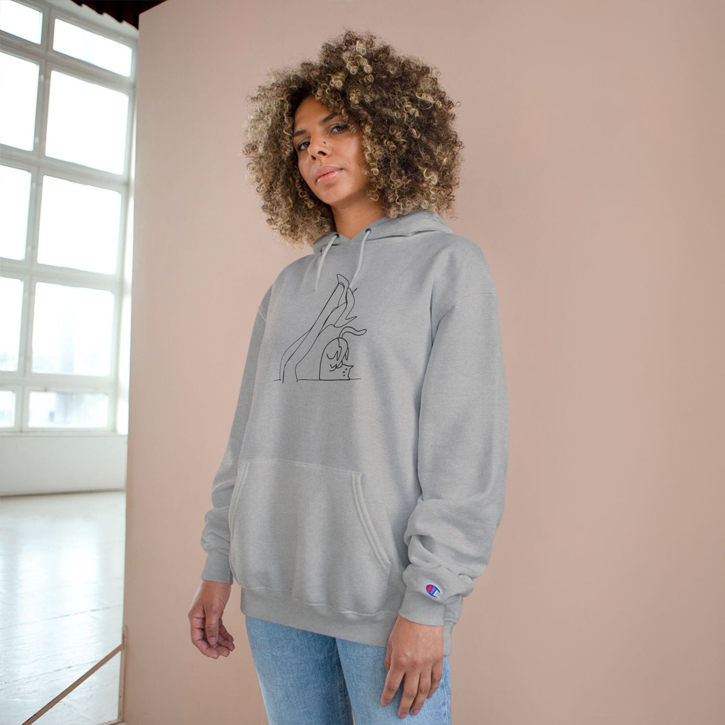 Hoodie Art Minimaliste Jambes de Femme Chat