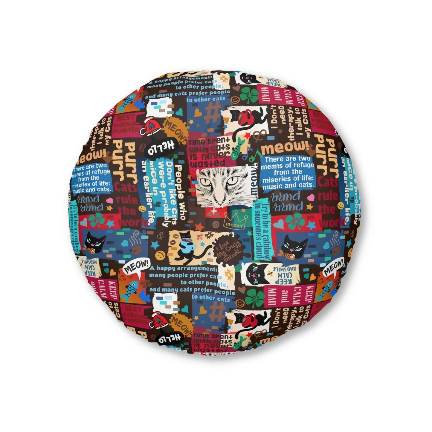 Whimsical Cat-Themed Tufted Floor Cushion - Fun & Functional Decor - Korvel
