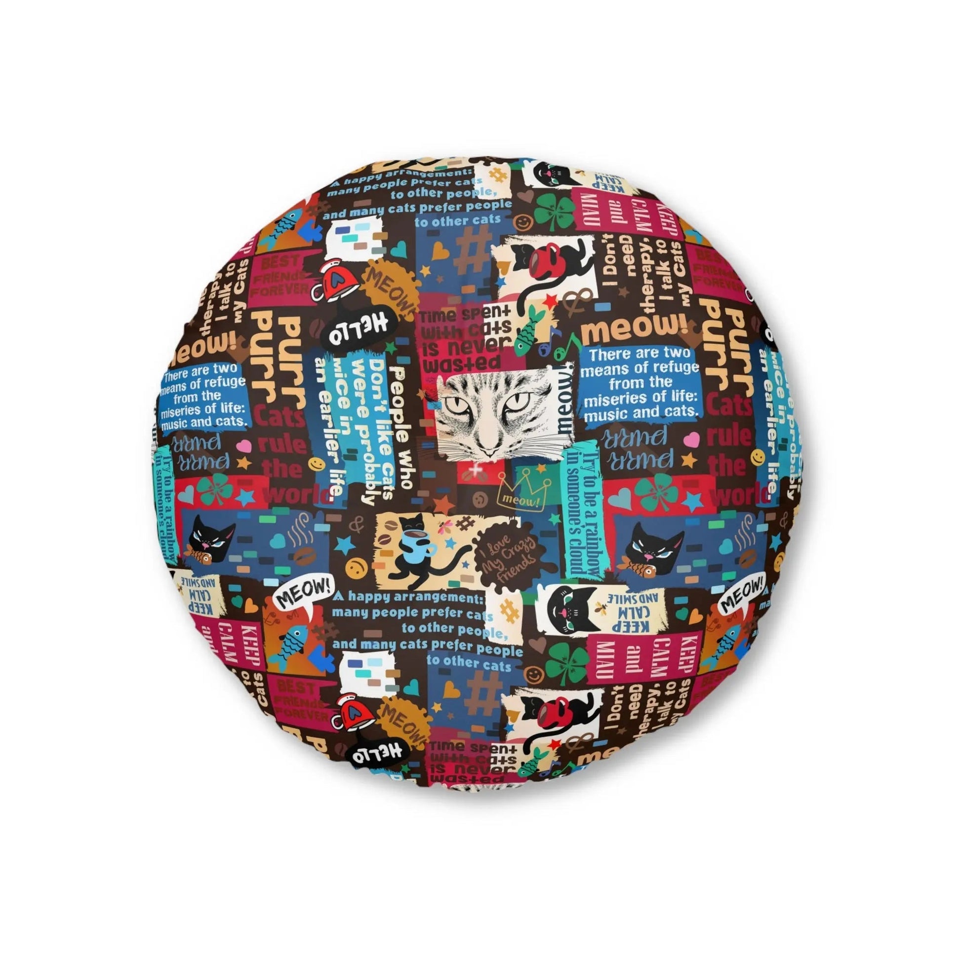 Whimsical Cat-Themed Tufted Floor Cushion - Fun & Functional Decor - Korvel