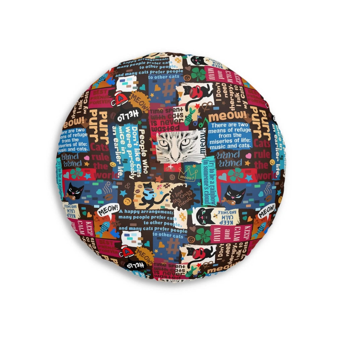 Whimsical Cat-Themed Tufted Floor Cushion - Fun & Functional Decor - Korvel