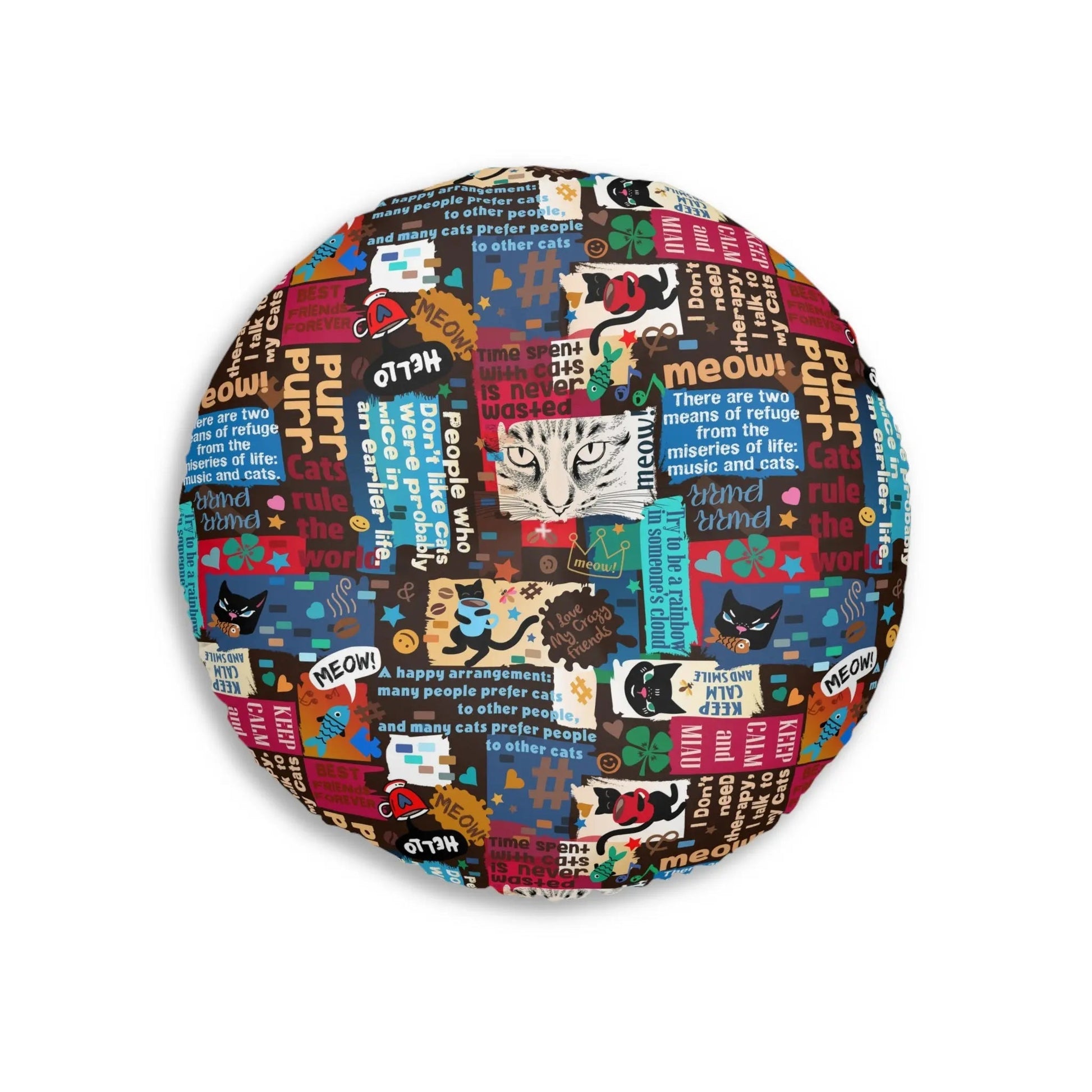 Whimsical Cat-Themed Tufted Floor Cushion - Fun & Functional Decor - Korvel