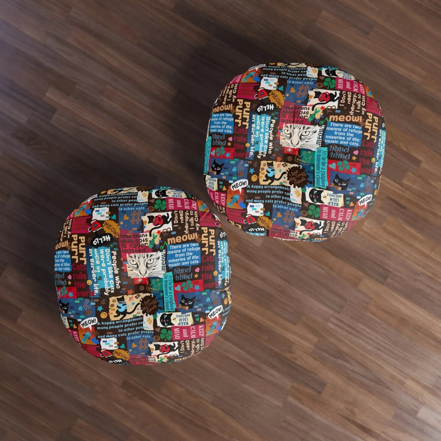 Whimsical Cat-Themed Tufted Floor Cushion - Fun & Functional Decor - Korvel
