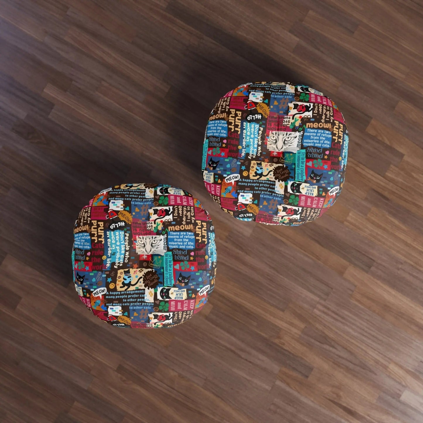 Whimsical Cat-Themed Tufted Floor Cushion - Fun & Functional Decor - Korvel