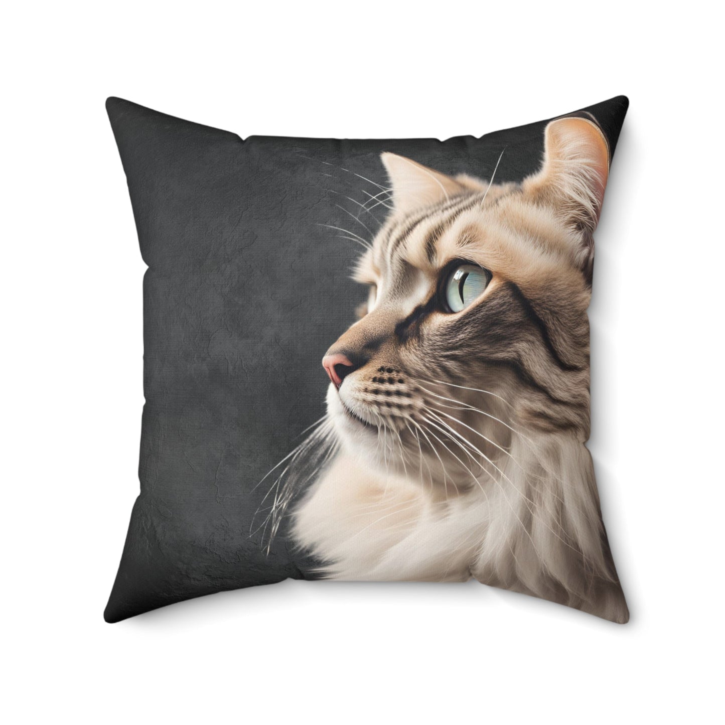 Coussin carré en polyester filé pour les amoureux des chats - Accent élégant pour la maison