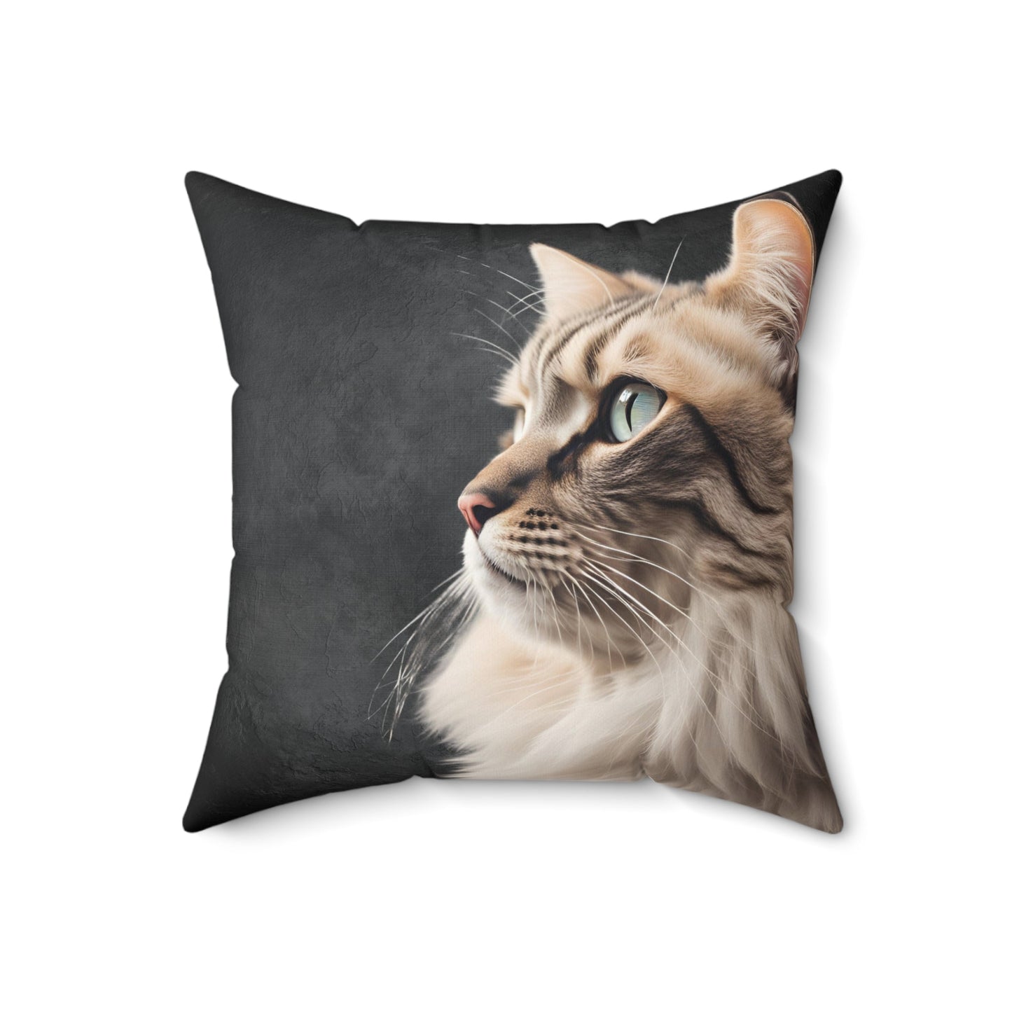 Coussin carré en polyester filé pour les amoureux des chats - Accent élégant pour la maison