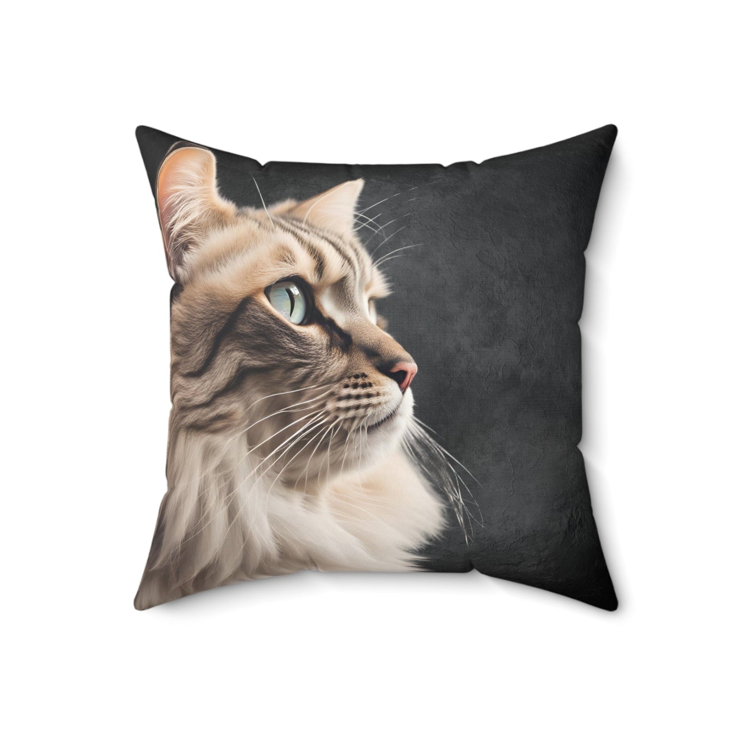 Coussin carré en polyester filé pour les amoureux des chats - Accent élégant pour la maison