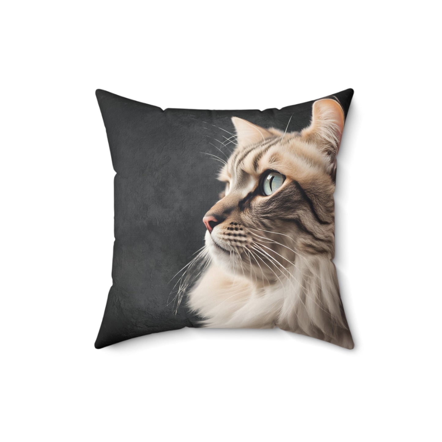 Coussin carré en polyester filé pour les amoureux des chats - Accent élégant pour la maison