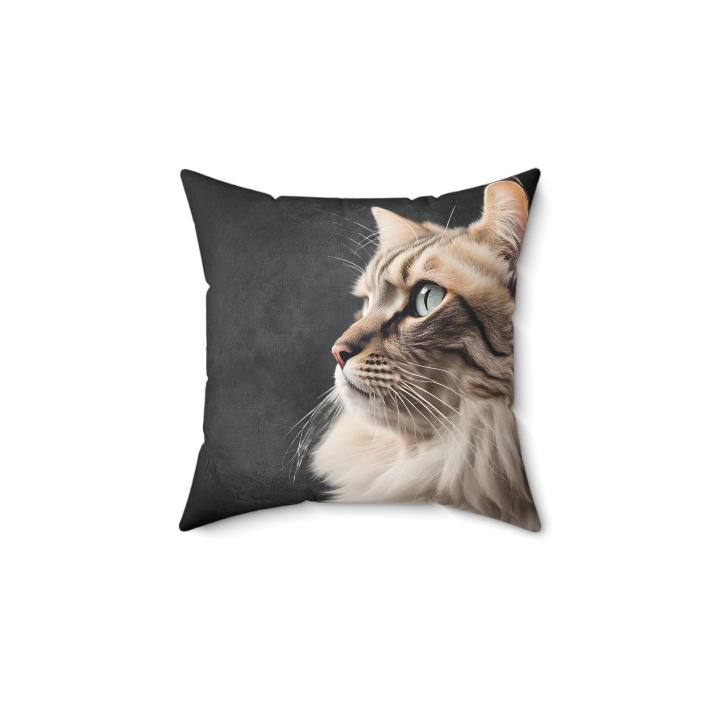 Coussin carré en polyester filé pour les amoureux des chats - Accent élégant pour la maison