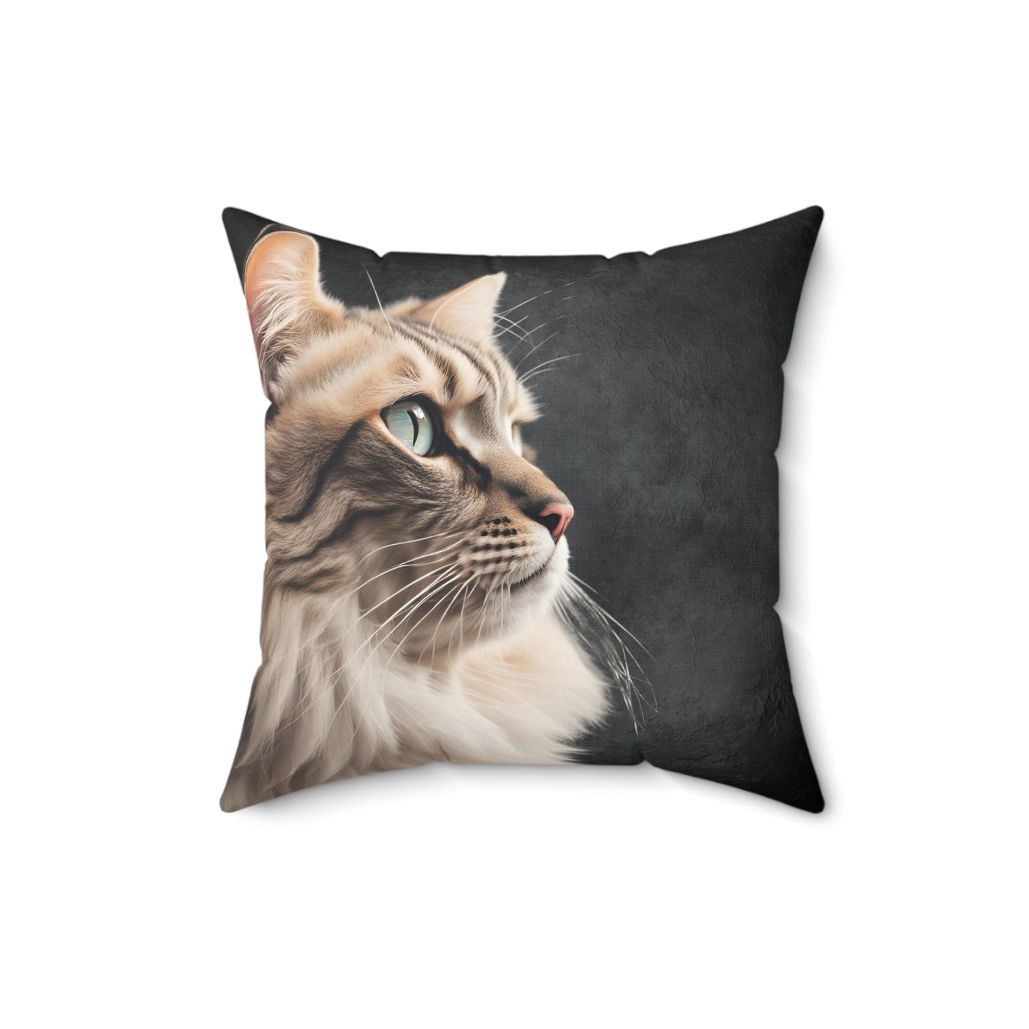 Coussin carré en polyester filé pour les amoureux des chats - Accent élégant pour la maison