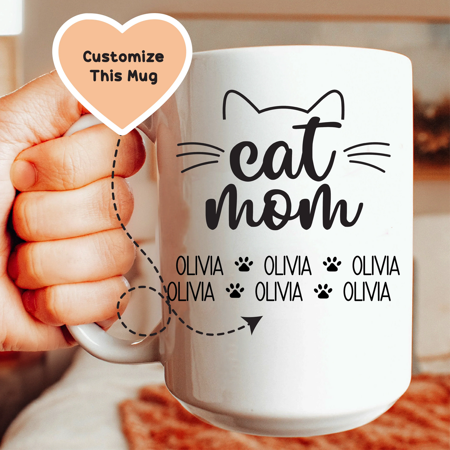 Cat Mom Custom Mug - Personalized Drinkware