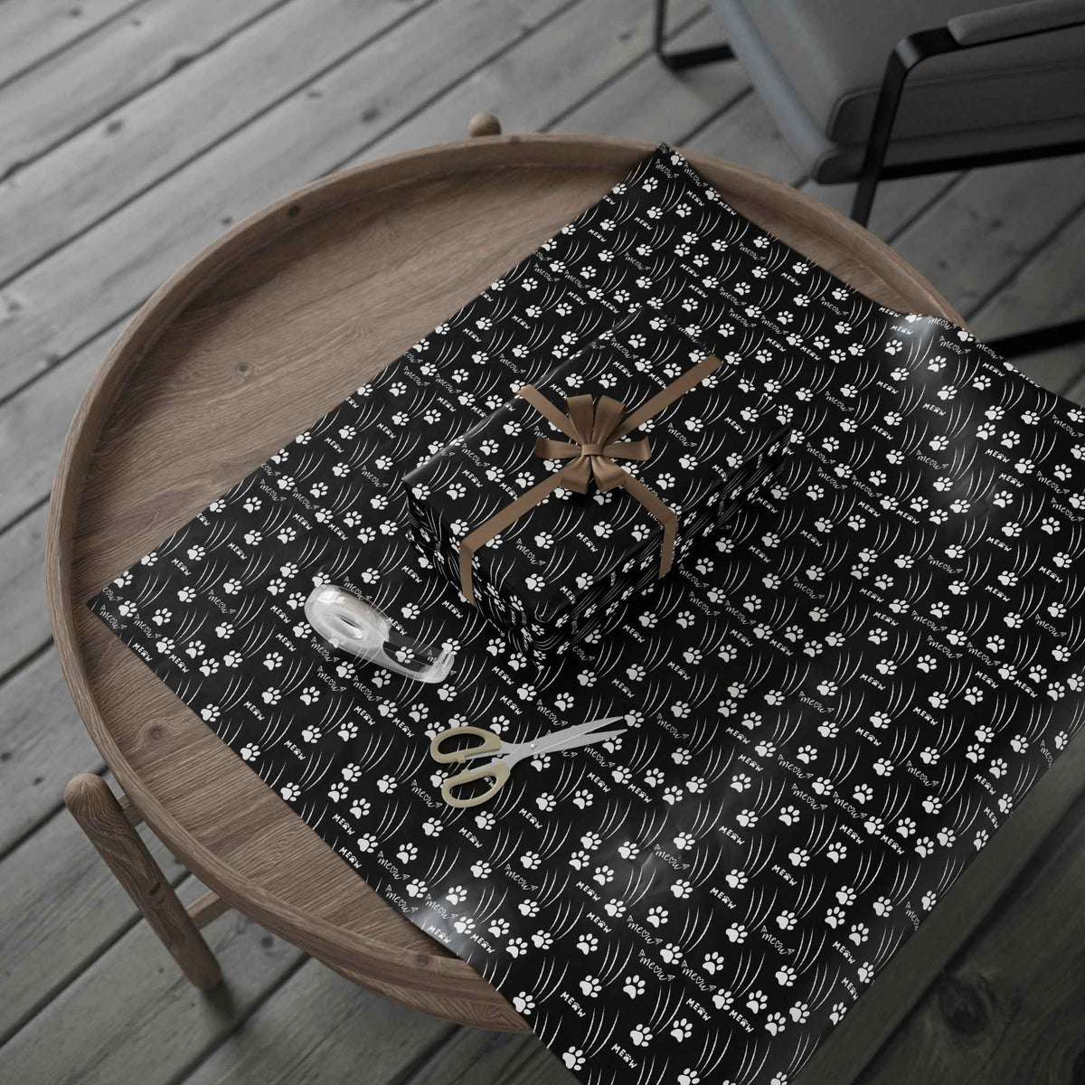 Cat Paw Scratch Gift Wrap – Black & White