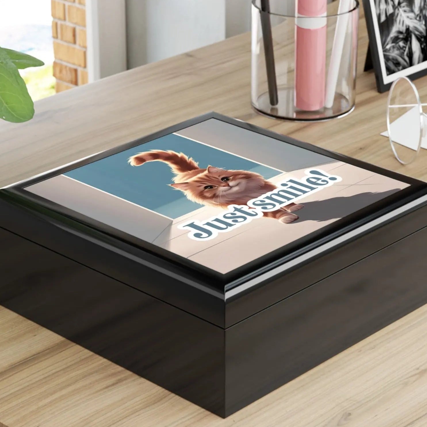 Whimsical Cat Jewelry Organizer - "Embrace the Joy!" - Korvel