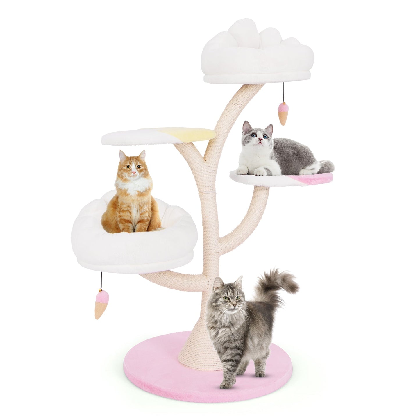 Multi-Layer Cat Tree with 2 Perches & Platforms - Pink