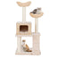 Tour de chat en cattail de 48 pouces avec poteaux à gratter et condo - Beige