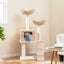 Tour de chat en cattail de 48 pouces avec poteaux à gratter et condo - Beige