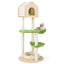 Torre de Escalada para Gatos de 55 Pulgadas con Cama Suave y Postes para Rascar - Verde