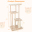 Torre para Gatos Moderna de Madera Multinivel con Tabla de Rasguño - 50 pulgadas