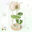 Torre de Escalada para Gatos de 55 Pulgadas con Cama Suave y Postes para Rascar - Verde