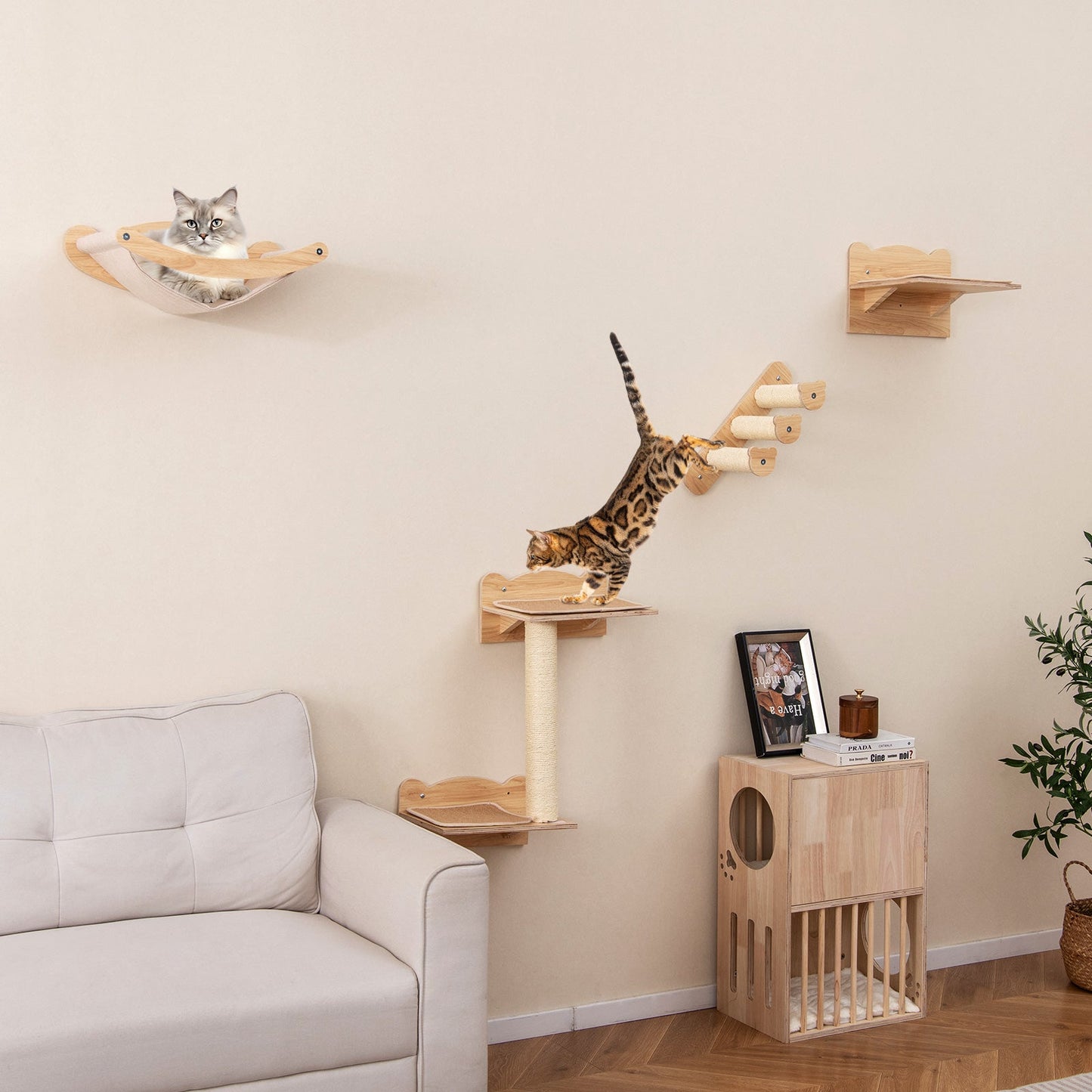 Premium Cat Wall Furniture Set with Hammock & Perch