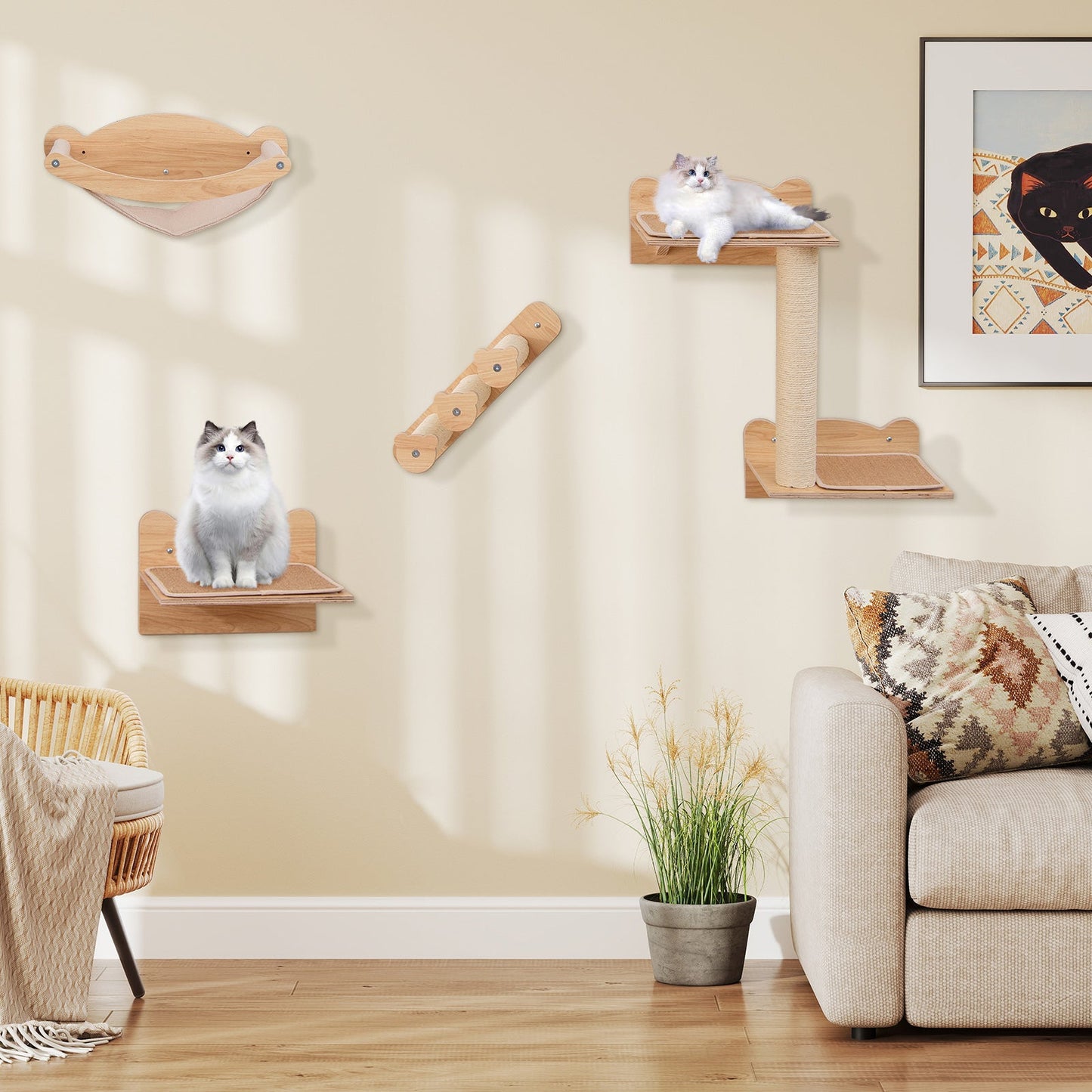 Premium Cat Wall Furniture Set with Hammock & Perch