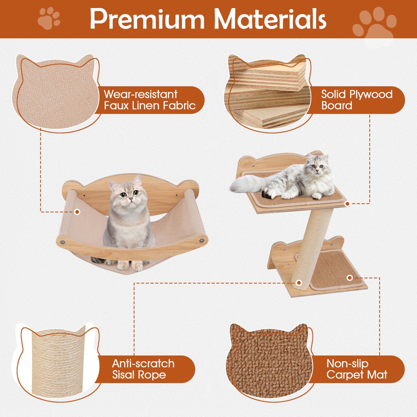 Premium Cat Wall Furniture Set with Hammock & Perch