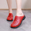 Cave shoes real leather flat heel thick sole hollowed out sandals women's slippers round toe - Korvel