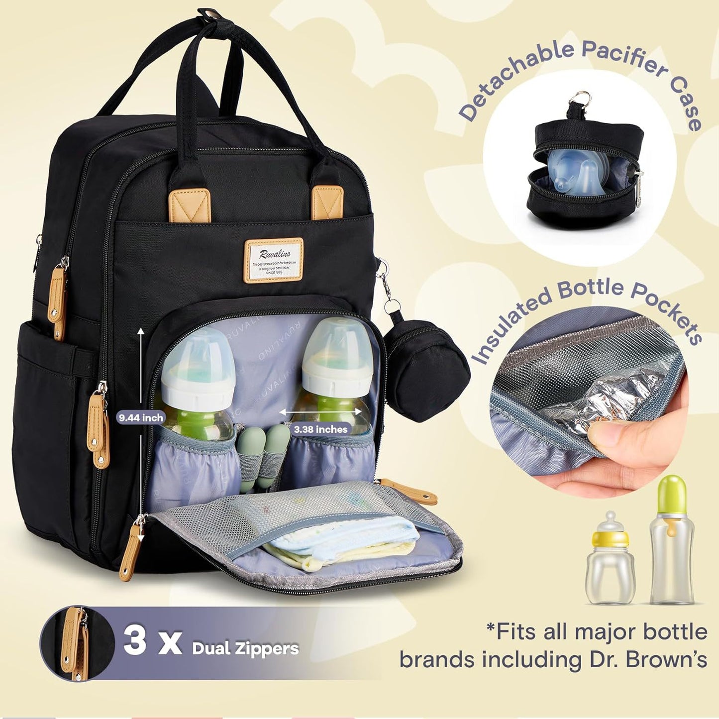 Bolsa de pañales de viaje impermeable multifuncional