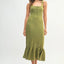 Elegant Ruffled Hem Sleeveless Crochet Knit Midi Dress