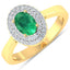 Anillo de Compromiso de Esmeralda Zambiana y Diamante de 0.88 Quilates en Oro Amarillo de 14K