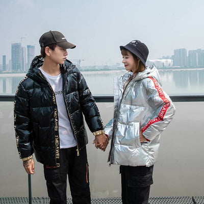 Glossy Hooded Down Jacket for Men