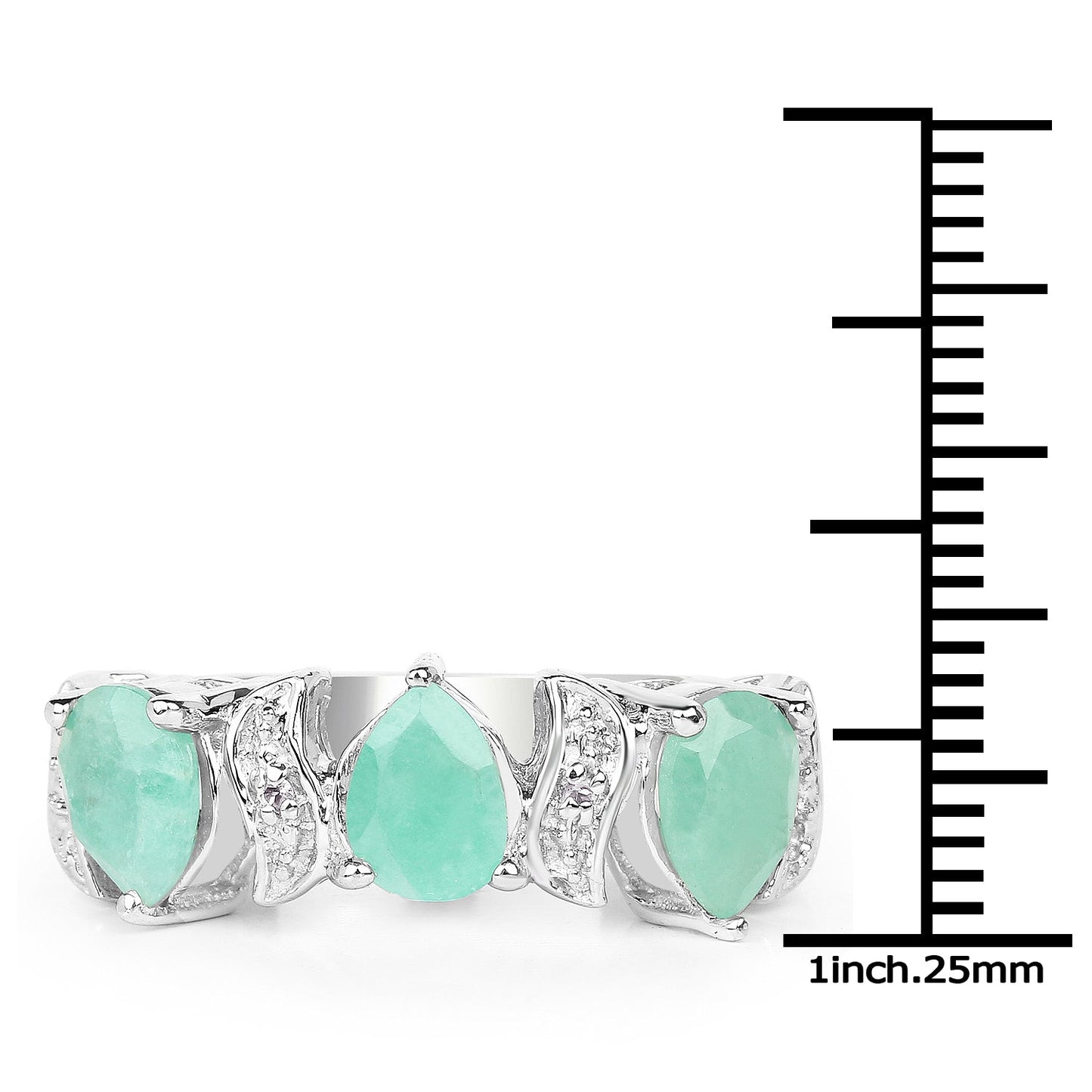 1.87 Carat Genuine Emerald and White Topaz Sterling Silver Ring