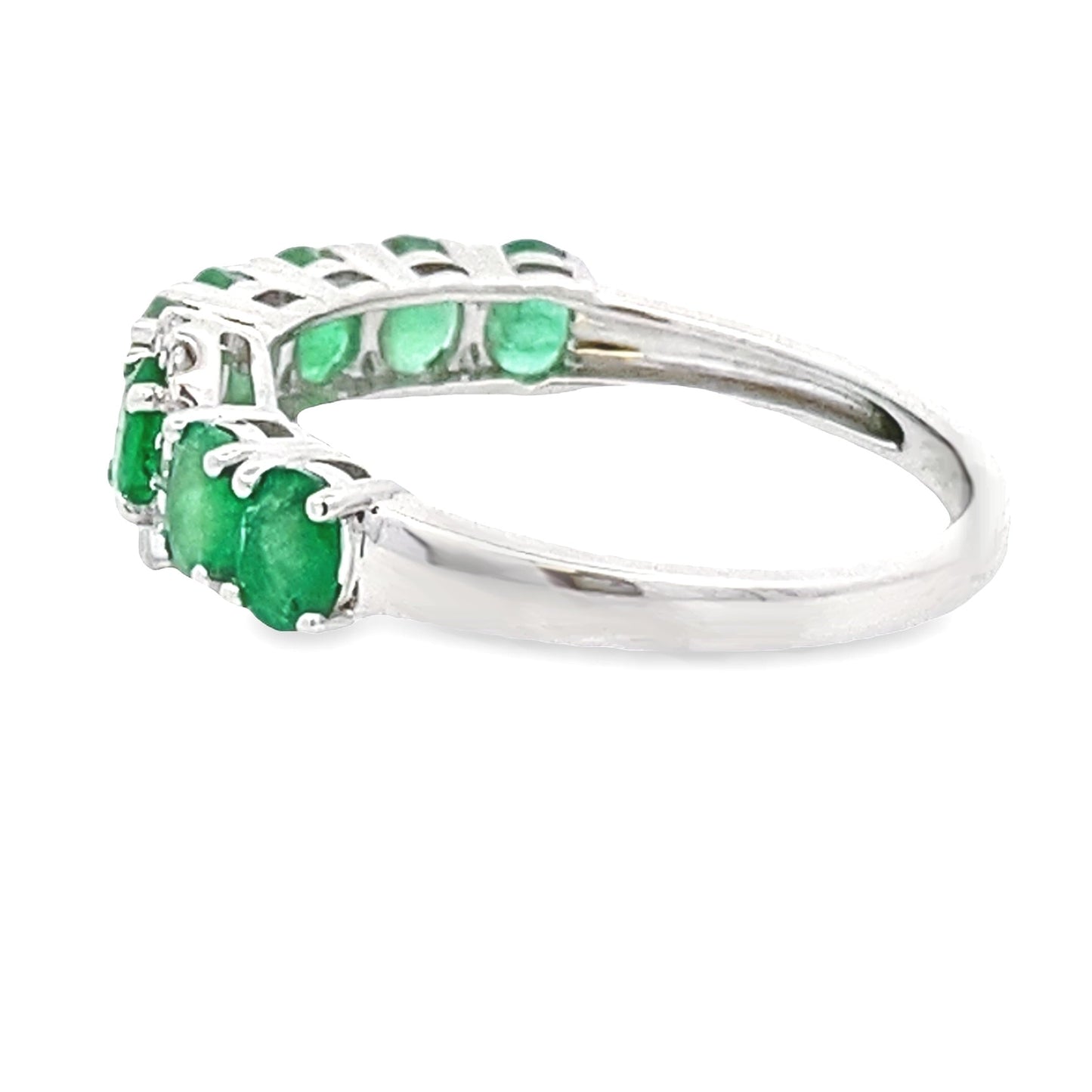 Bague de mode en diamant émeraude en or blanc 14KT