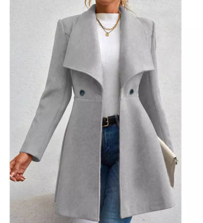 Elegant Slim-Fit Women's Wool Overcoat