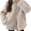 Manteau élégant d'hiver à col avec fermeture éclair et poches