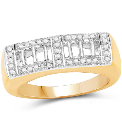 14K Yellow Gold Plated 0.19 Carat White Diamond Sterling Silver Ring