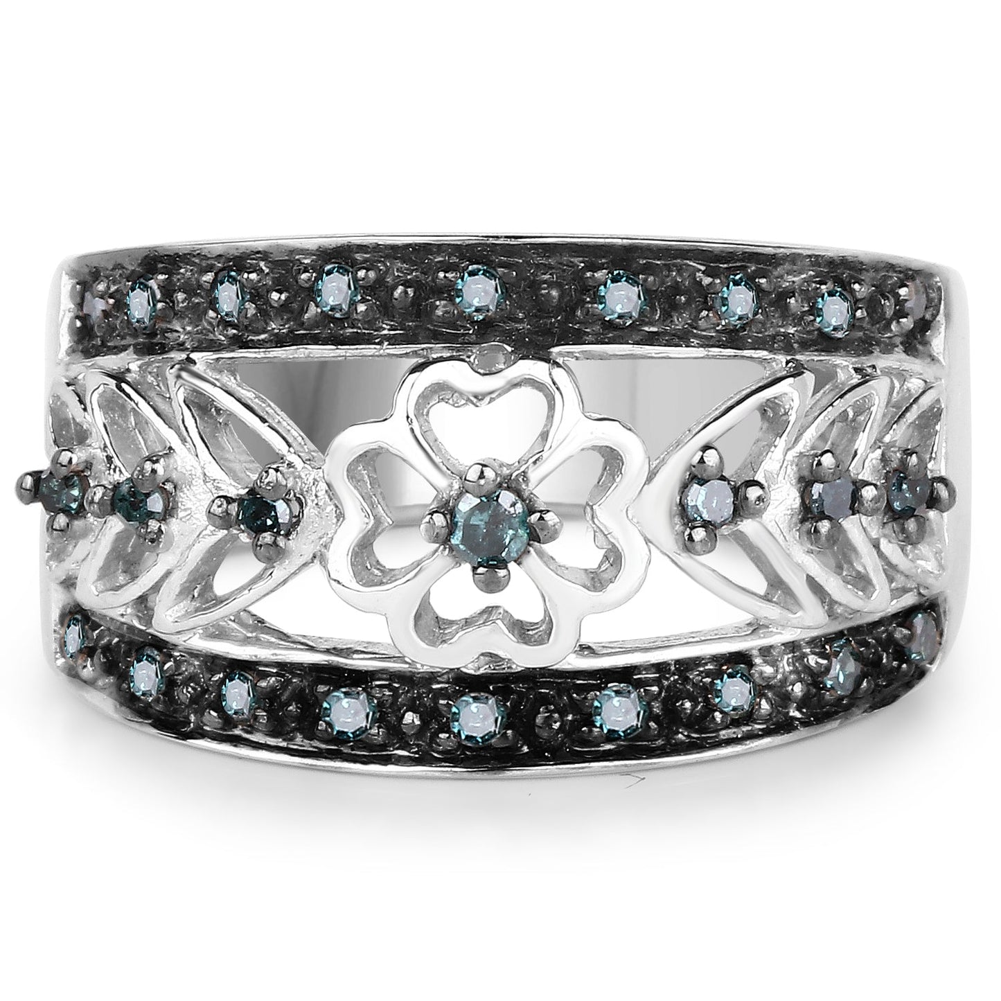 0.31 Carat Genuine Blue Diamond Sterling Silver Engagement Ring