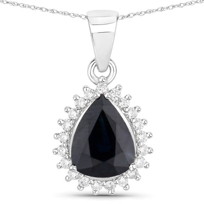 Pendentif en or blanc 14K avec saphir bleu de 2,09 carats et diamants