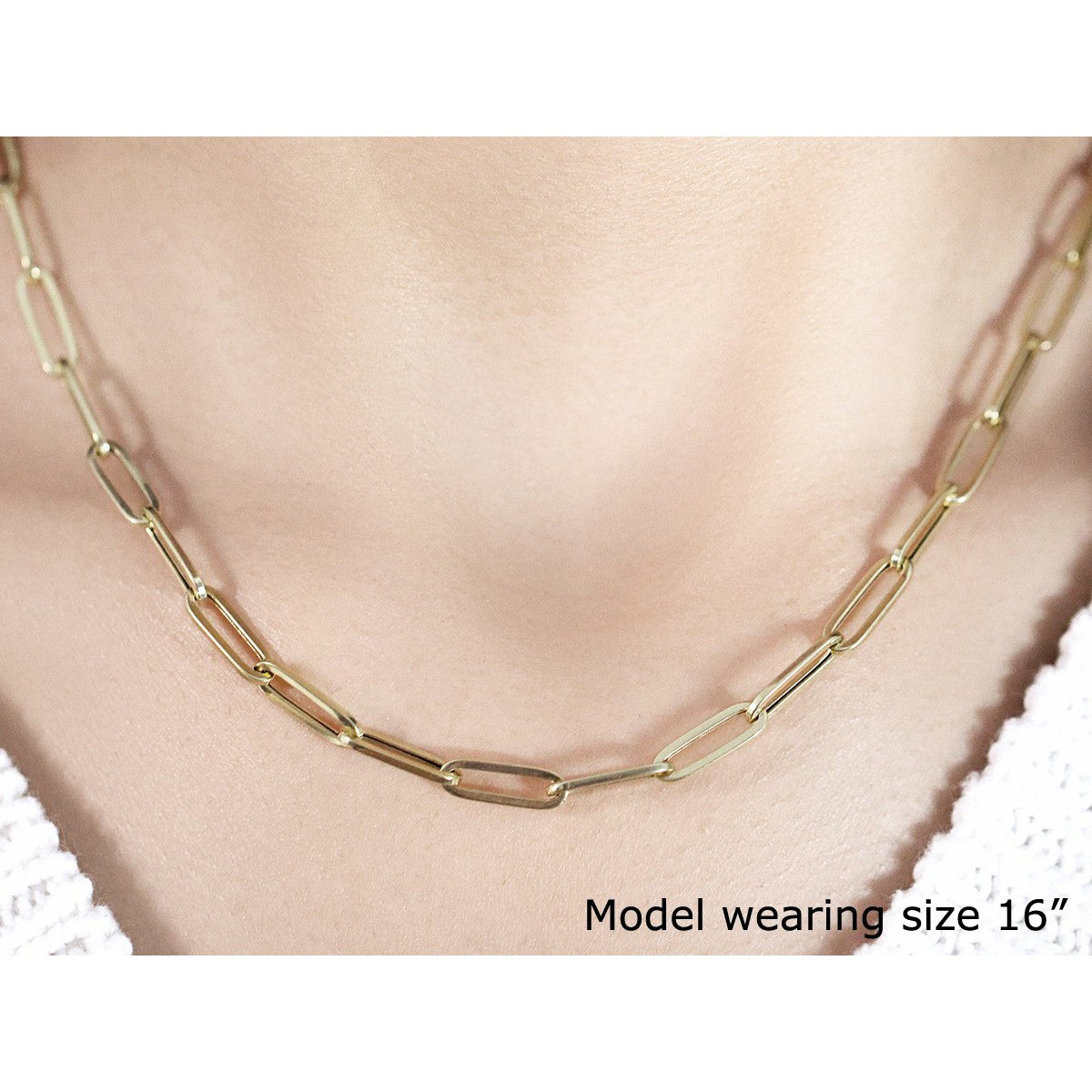 Collar de cadena de papel clip audaz de oro amarillo de 14 quilates