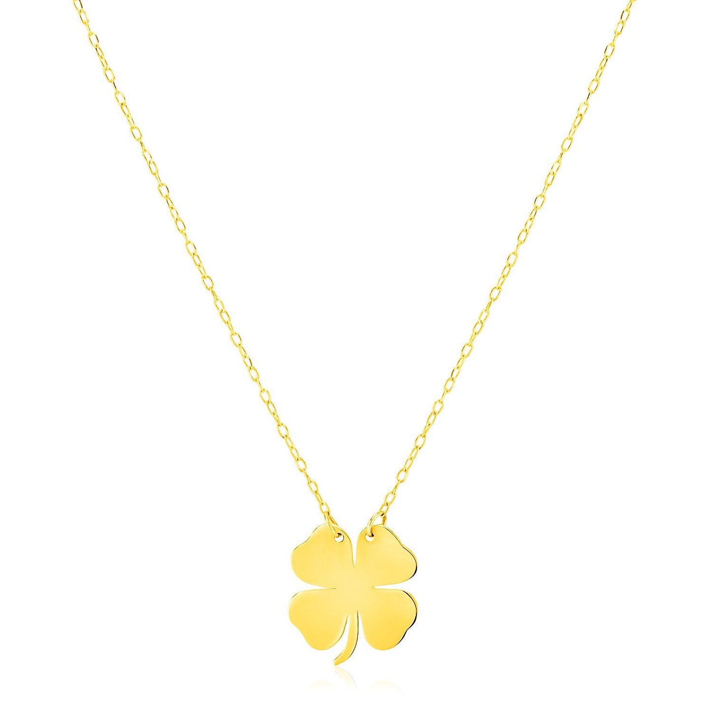 Collier en or jaune 14K à quatre feuilles de trèfle