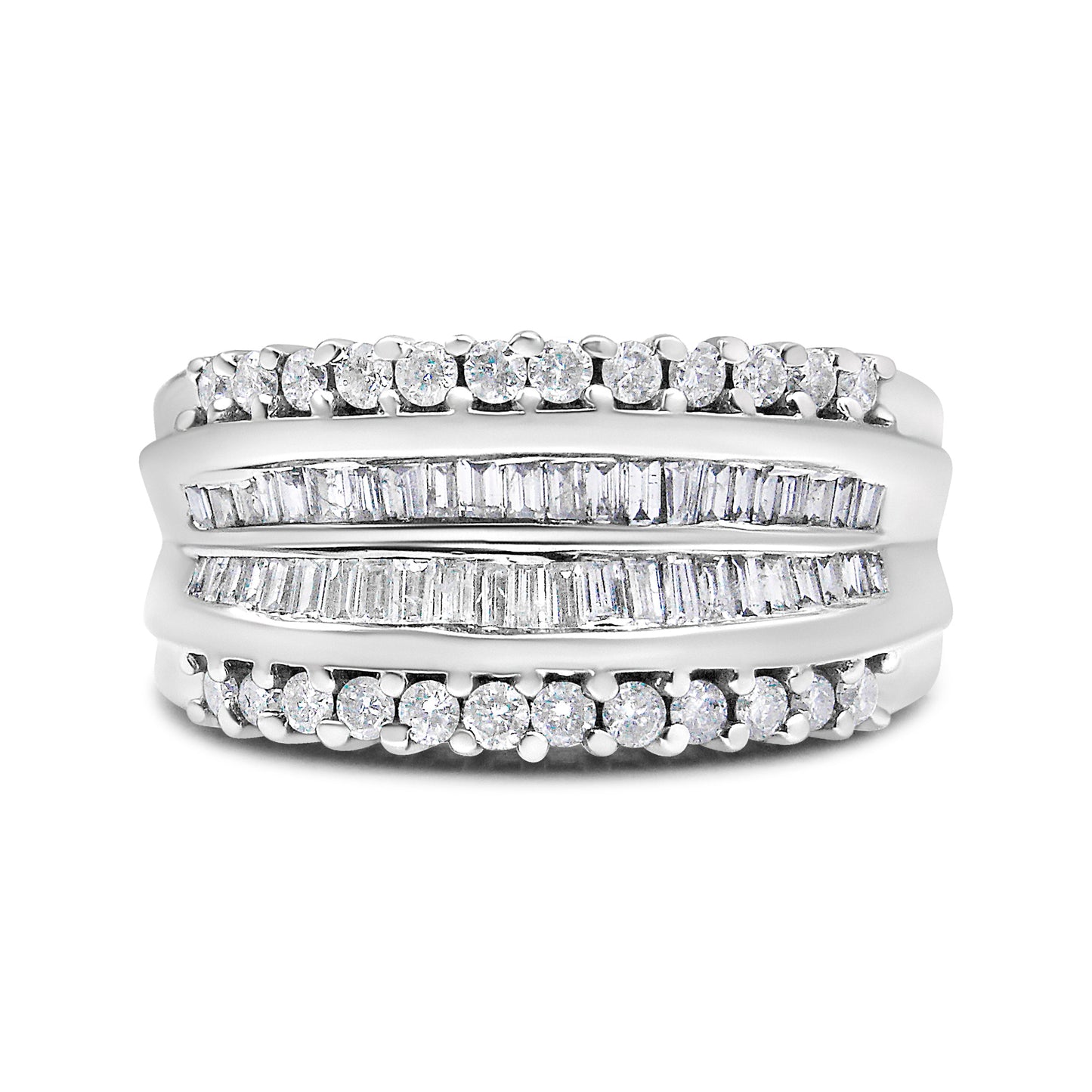 14K White Gold Diamond Modern Band Ring - Size 7