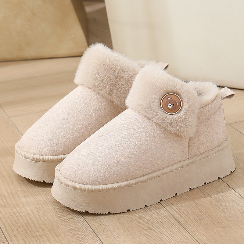 Chaussons en coton à enroulement de cheville - Chaussures épaisses antidérapantes et chaudes