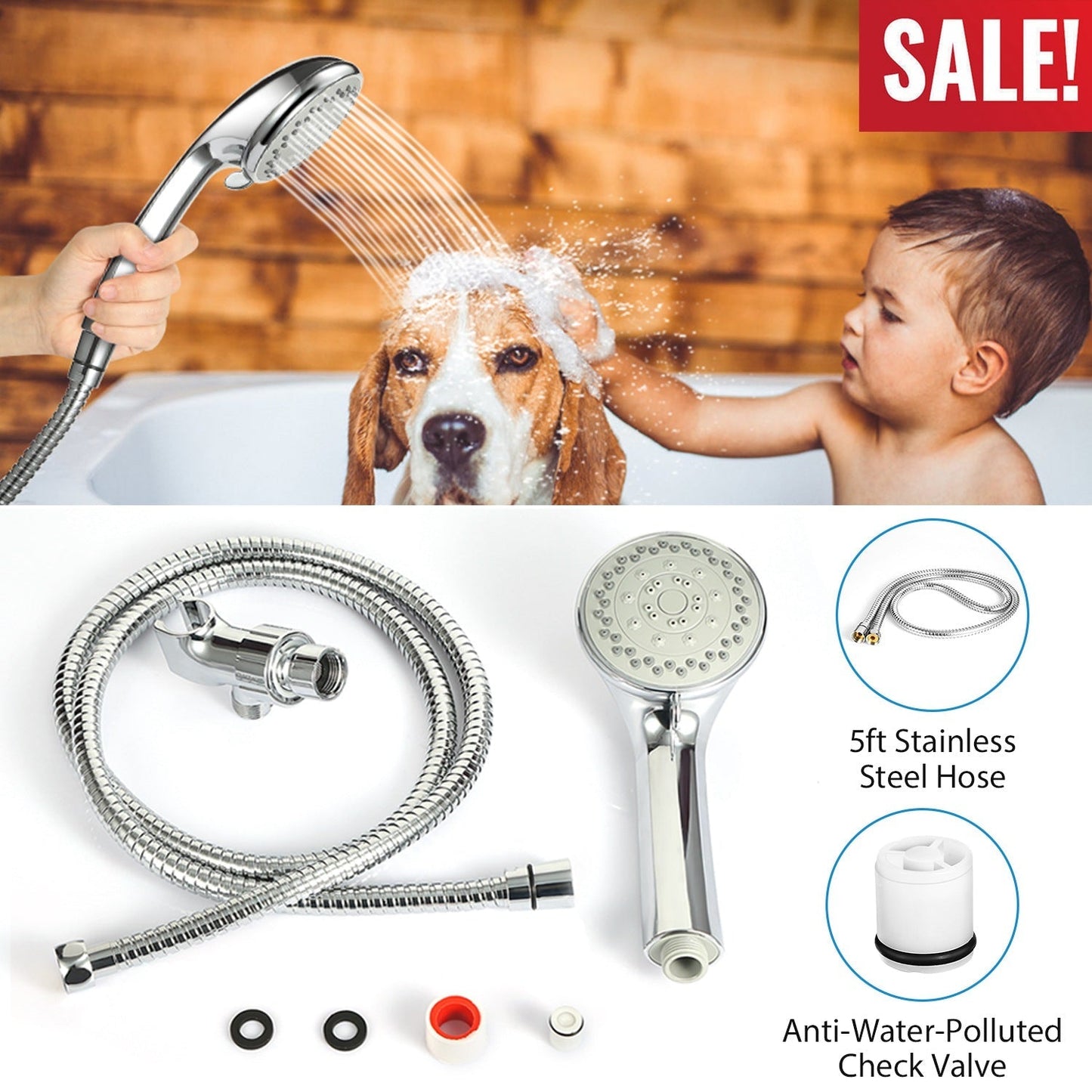 Cabezal de Ducha de Mano iMounTEK con 5 Configuraciones de Rocío