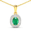 1.50 Carat Zambian Emerald & Diamond 14K Yellow Gold Pendant