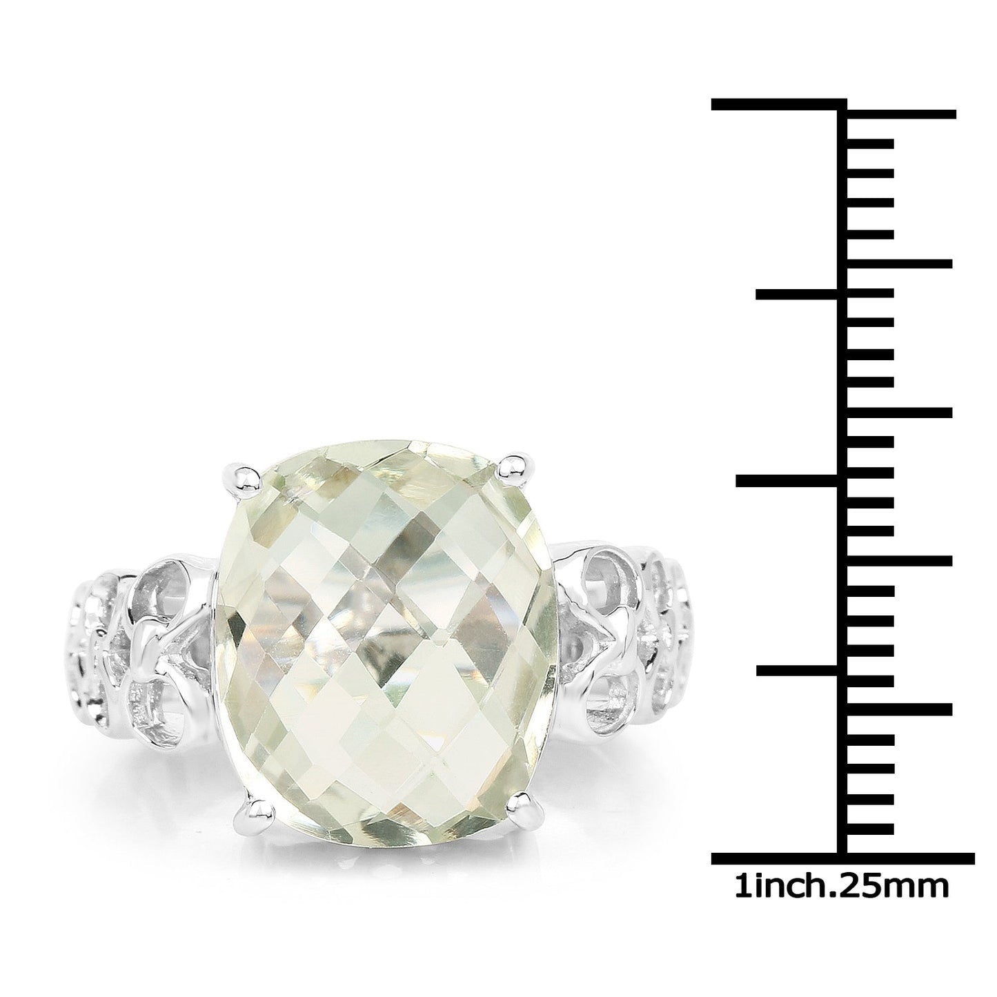 6.74 Carat Genuine Green Amethyst Sterling Silver Ring