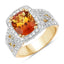 Bague en argent sterling avec citrine de 3,71 carats et topaze blanche