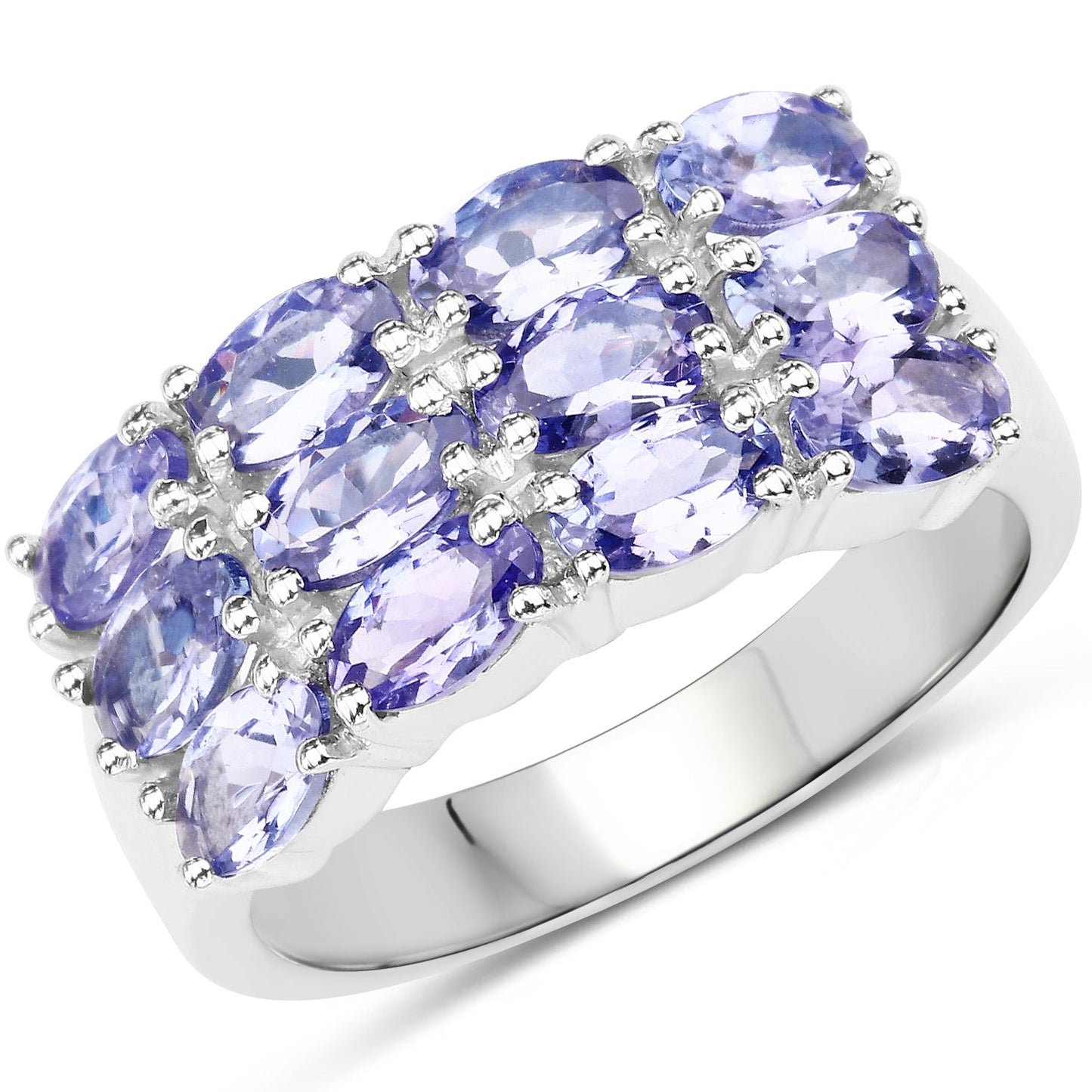 3.00 Carat Genuine Tanzanite Sterling Silver Engagement Ring