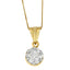 14K Yellow Gold Round Cut Diamond Circle Pendant Necklace